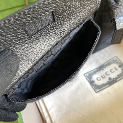 gg Supreme Canvas Two Pocket Waist Belt Bag Black gg Supreme Canvas For Men  3in/7.5cm gg