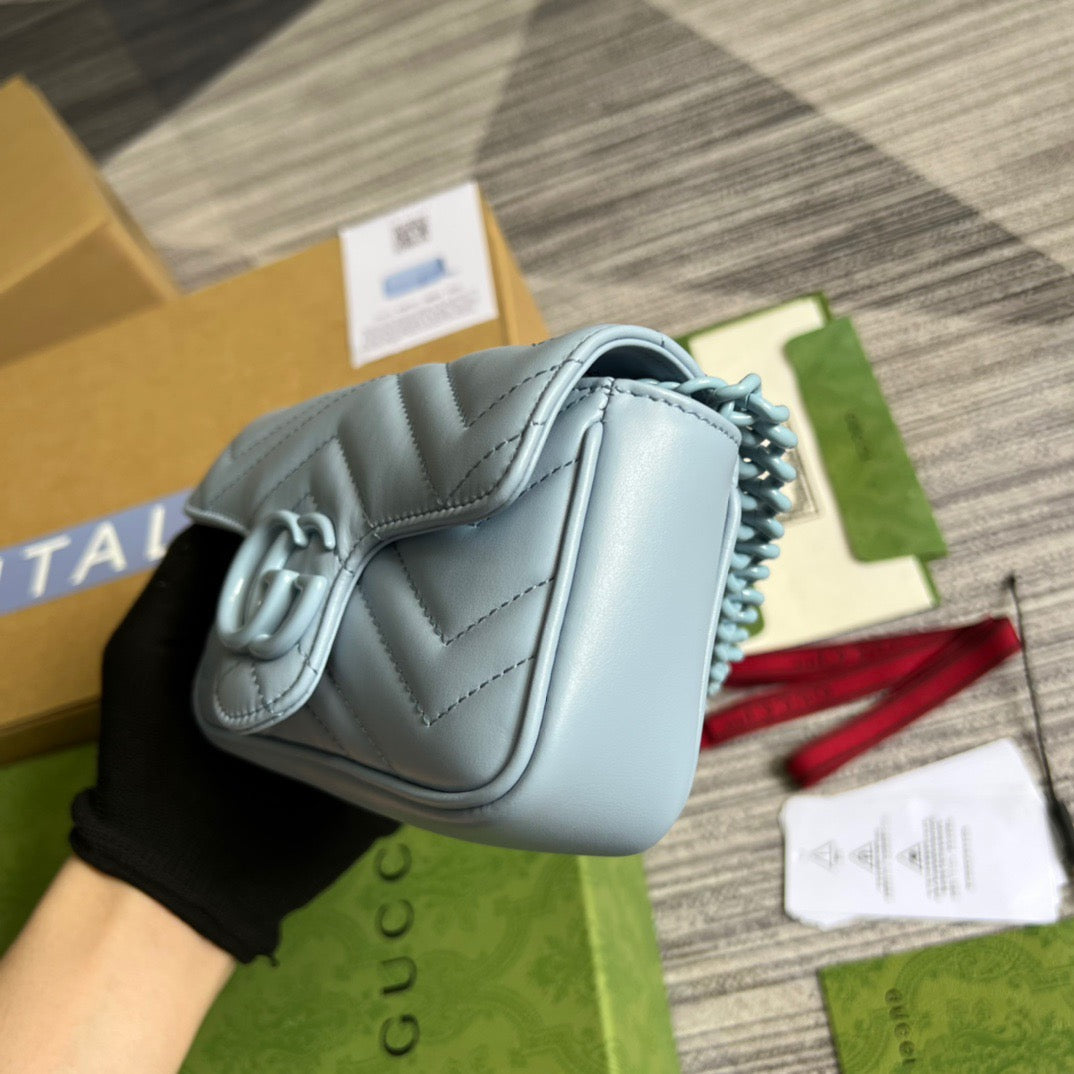 gg Marmont Super Mini Bag Blue For Women, Women’s Bags 6.2in/17cm gg