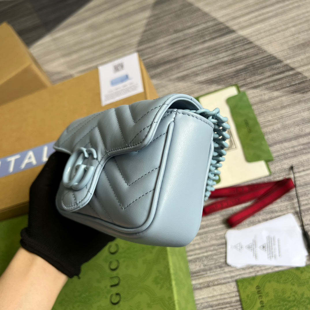 gg Marmont Super Mini Bag Blue For Women, Women’s Bags 6.2in/17cm gg