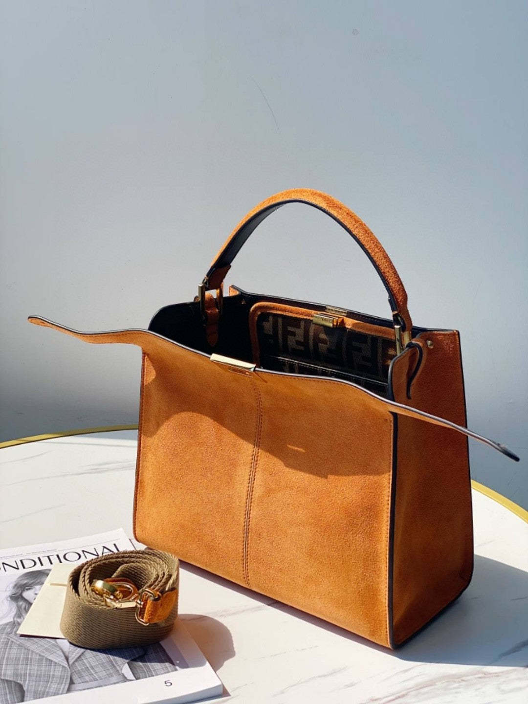 FI Peekaboo X-Lite Tote Medium Brown Bag For Woman 30cm/12in