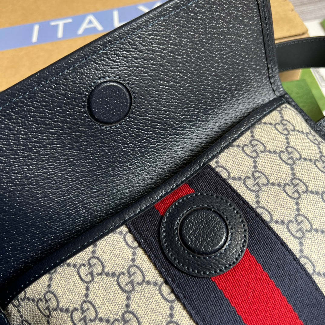 gg Ophidia Belt Bag Beige And Blue gg Supreme Canvas For Men  8.7in/22cm gg 674081 96IWN 4076