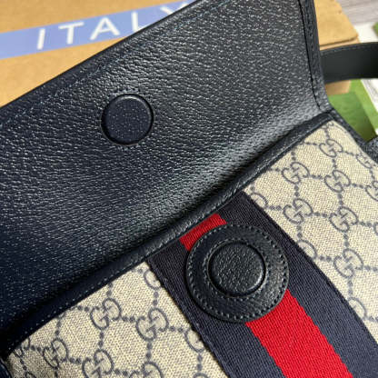 gg Ophidia Belt Bag Beige And Blue gg Supreme Canvas For Men  8.7in/22cm gg 674081 96IWN 4076