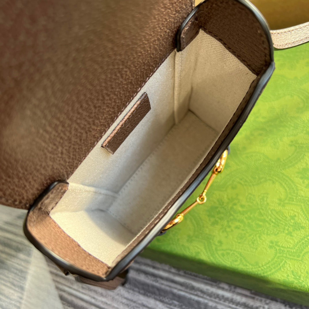 gg Horsebit 1955 Mini Bag Beige And Ebony gg Supreme Canvas With Geometric Print For Women  6.7in/17cm gg  ‎625615 UQHFG 8679