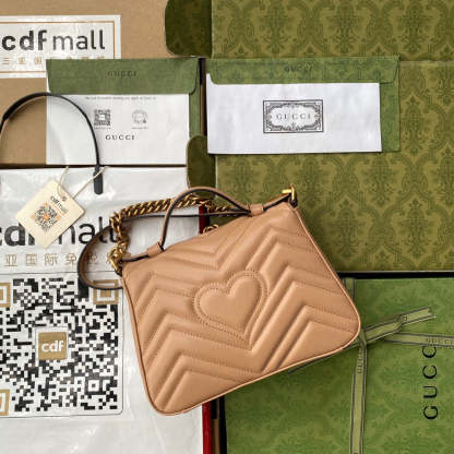gg Marmont Mini Top Handle Bag Beige For Women, Women’s Bags 8.3in/21cm gg