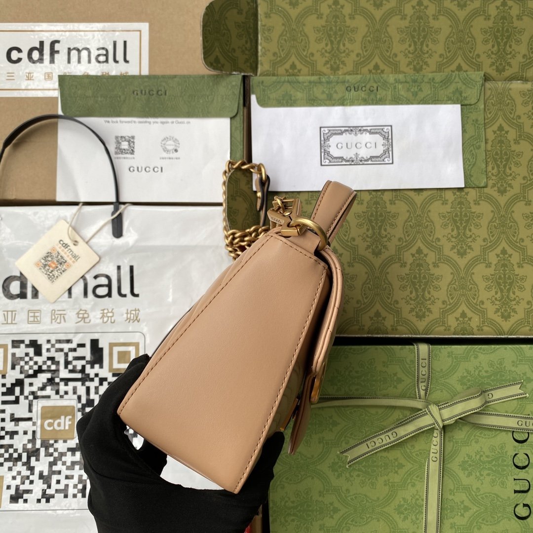 gg Marmont Mini Top Handle Bag Beige For Women, Women’s Bags 8.3in/21cm gg
