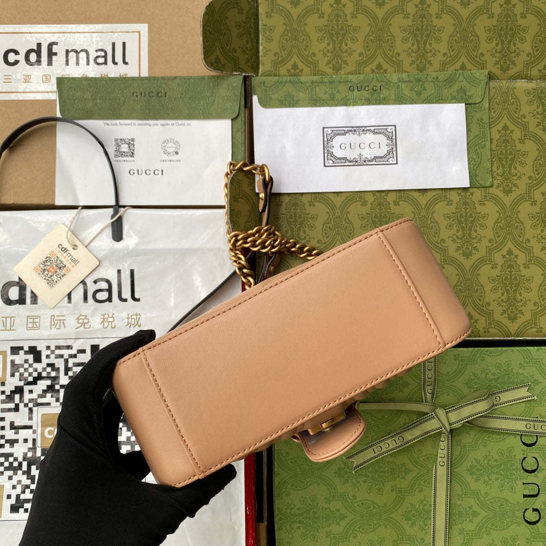 gg Marmont Mini Top Handle Bag Beige For Women, Women’s Bags 8.3in/21cm gg