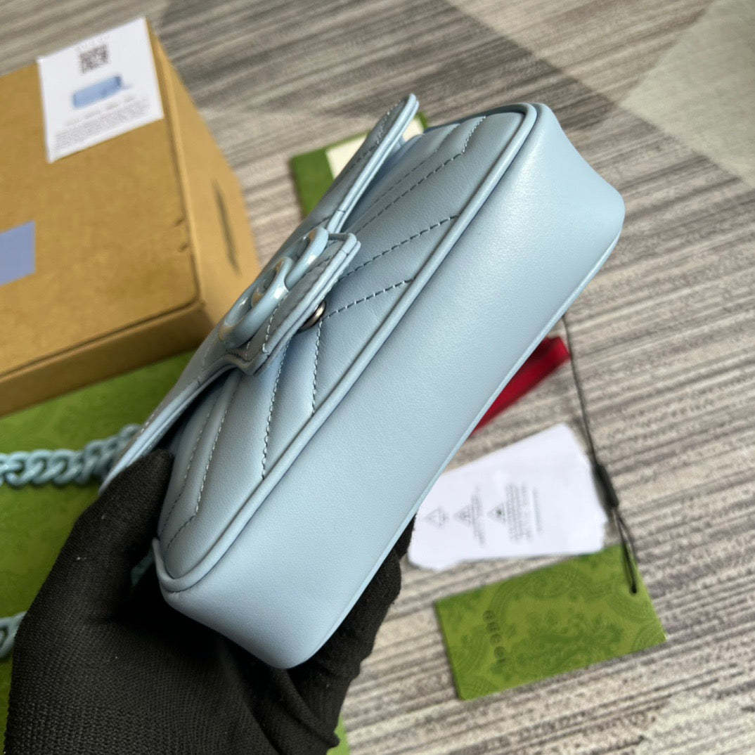 gg Marmont Super Mini Bag Blue For Women, Women’s Bags 6.2in/17cm gg