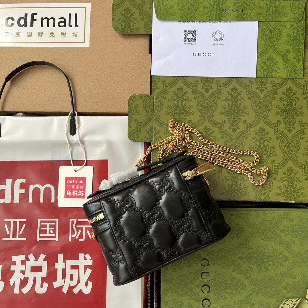 gg Quilted gg Mini Handbag Black For Women, Women’s Bags 6.3in/16cm gg 723770 UM8IG 1000