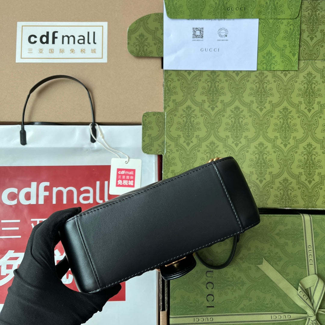 gg Marmont Mini Top Handle Bag Black For Women, Women’s Bags 8.3in/21cm gg ‎547260 DTDIT 1000