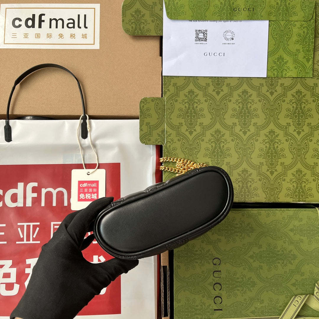 gg Quilted gg Mini Handbag Black For Women, Women’s Bags 6.3in/16cm gg 723770 UM8IG 1000