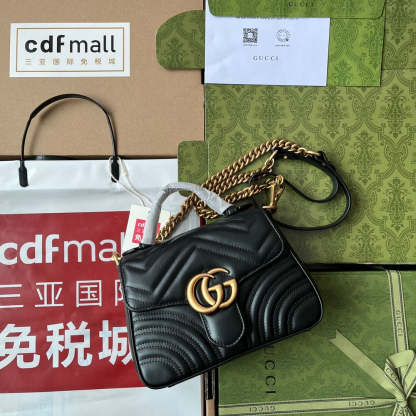 gg Marmont Mini Top Handle Bag Black For Women, Women’s Bags 8.3in/21cm gg ‎547260 DTDIT 1000