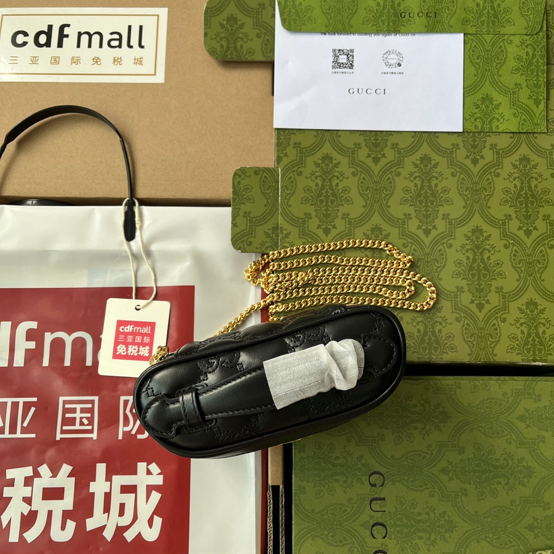 gg Quilted gg Mini Handbag Black For Women, Women’s Bags 6.3in/16cm gg 723770 UM8IG 1000