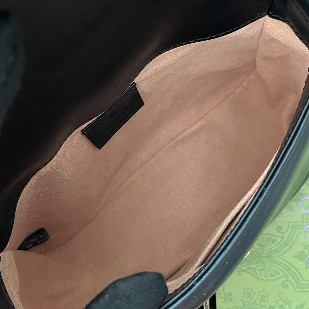 gg Marmont Mini Top Handle Bag Black For Women, Women’s Bags 8.3in/21cm gg ‎547260 DTDIT 1000