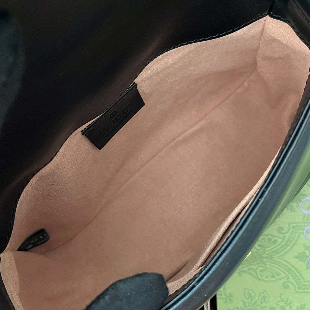 gg Marmont Mini Top Handle Bag Black For Women, Women’s Bags 8.3in/21cm gg ‎547260 DTDIT 1000