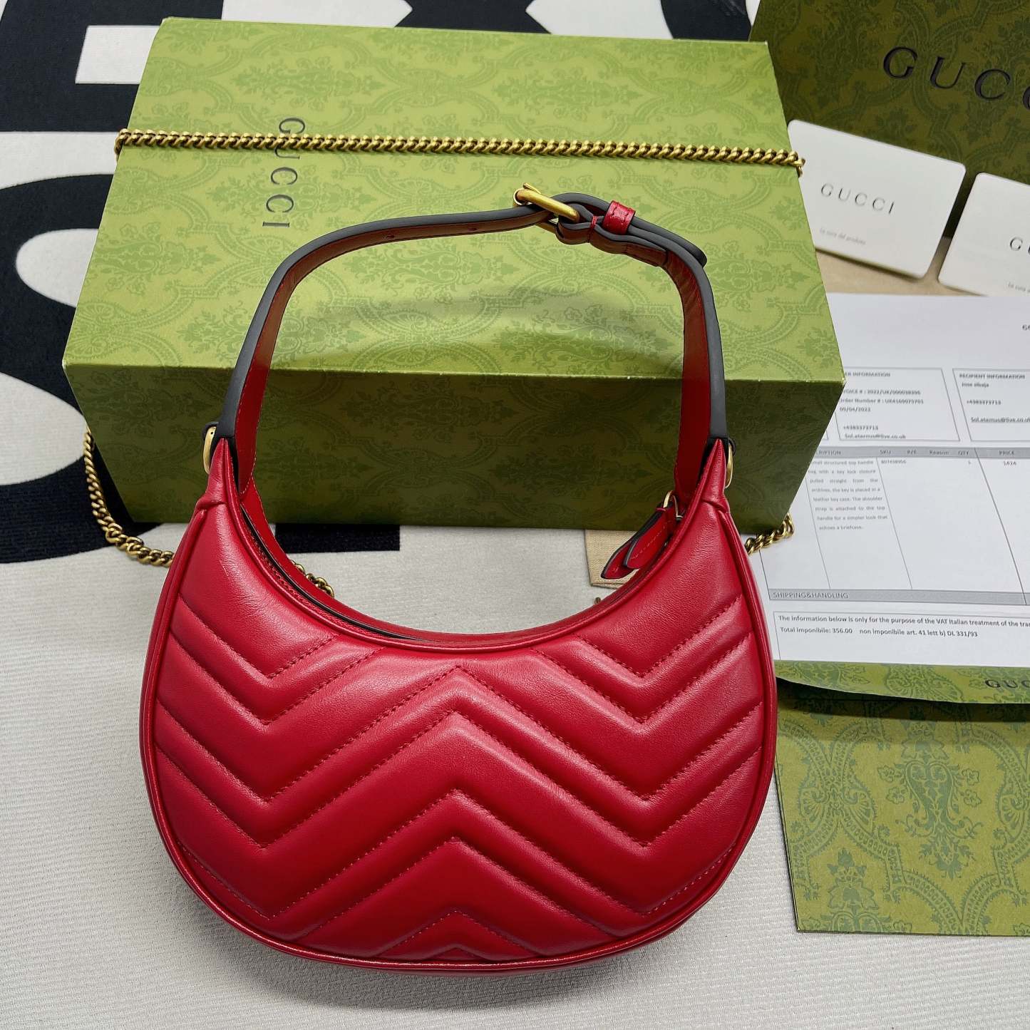 gg Marmont Half Moon Shaped Mini Bag Red For Women, Women’s Bags 8.5in/22cm gg