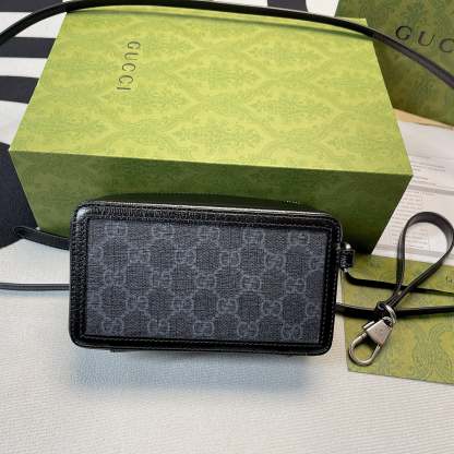 gg Mini Bag With Interlocking G Black gg Supreme Canvas For Women 9in/23cm gg