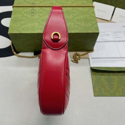 gg Marmont Half Moon Shaped Mini Bag Red For Women, Women’s Bags 8.5in/22cm gg