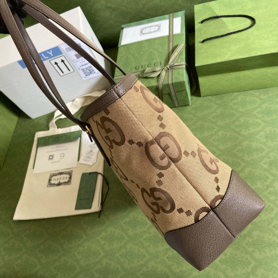 gg Ophidia Jumbo gg Medium Tote Camel And Ebony Jumbo Canvas For Women 15in/38cm gg