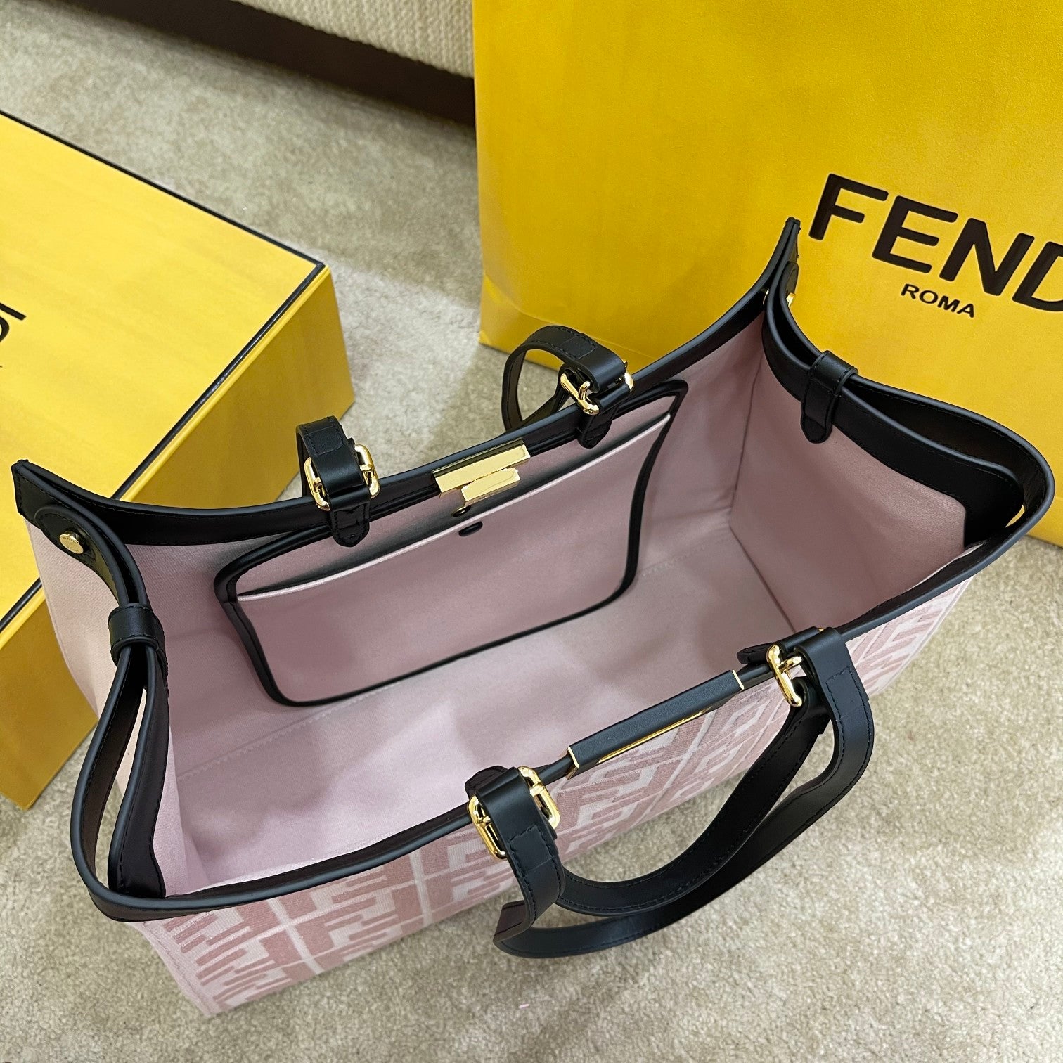 FI Peekaboo X-tote Bag Pink Canvas For Women, Women’s Handbags, Shoulder Bags 16.1in/41cm FF 8BH374