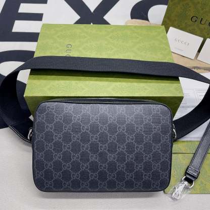 gg Shoulder Bag With Interlocking G Black gg Supreme Canvas For Women  9.6in/24.5cm gg 703468 92THF 1000