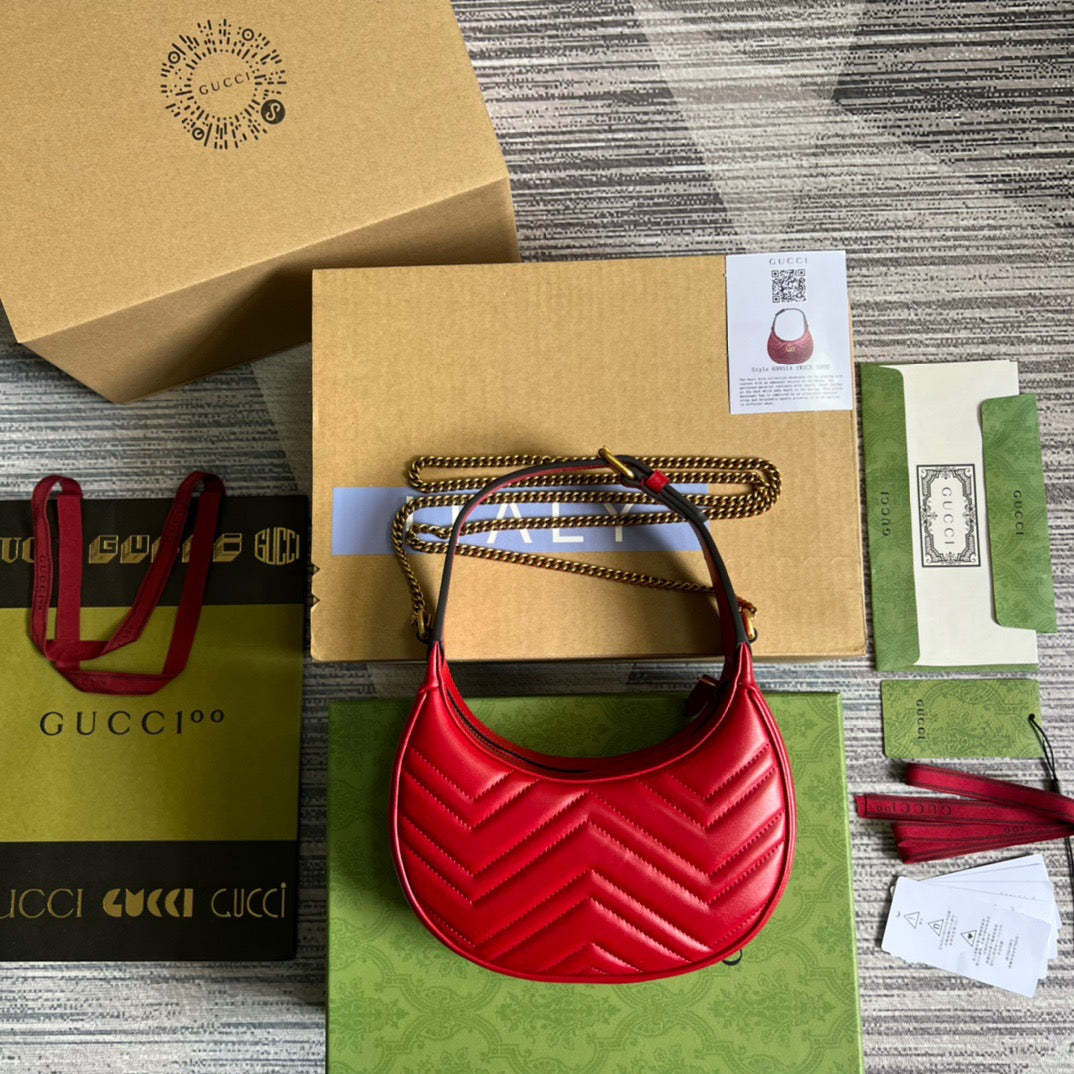 gg Marmont Half Moon Shaped Mini Bag Red For Women, Women’s Bags 8.5in/22cm gg