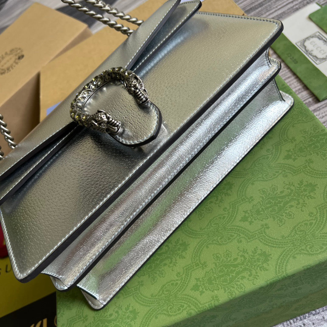 gg Dionysus Small Shoulder Bag Silver For Women, Women’s Bags 10in/26cm gg 499623 1TRBN 8173