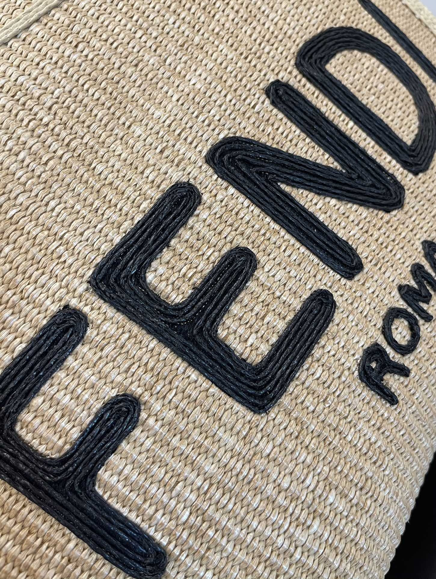 FI Sunshine Medium Beige and Black straw shopper Bag For Woman 31cm/12in 8BH386AKRPF1CBX