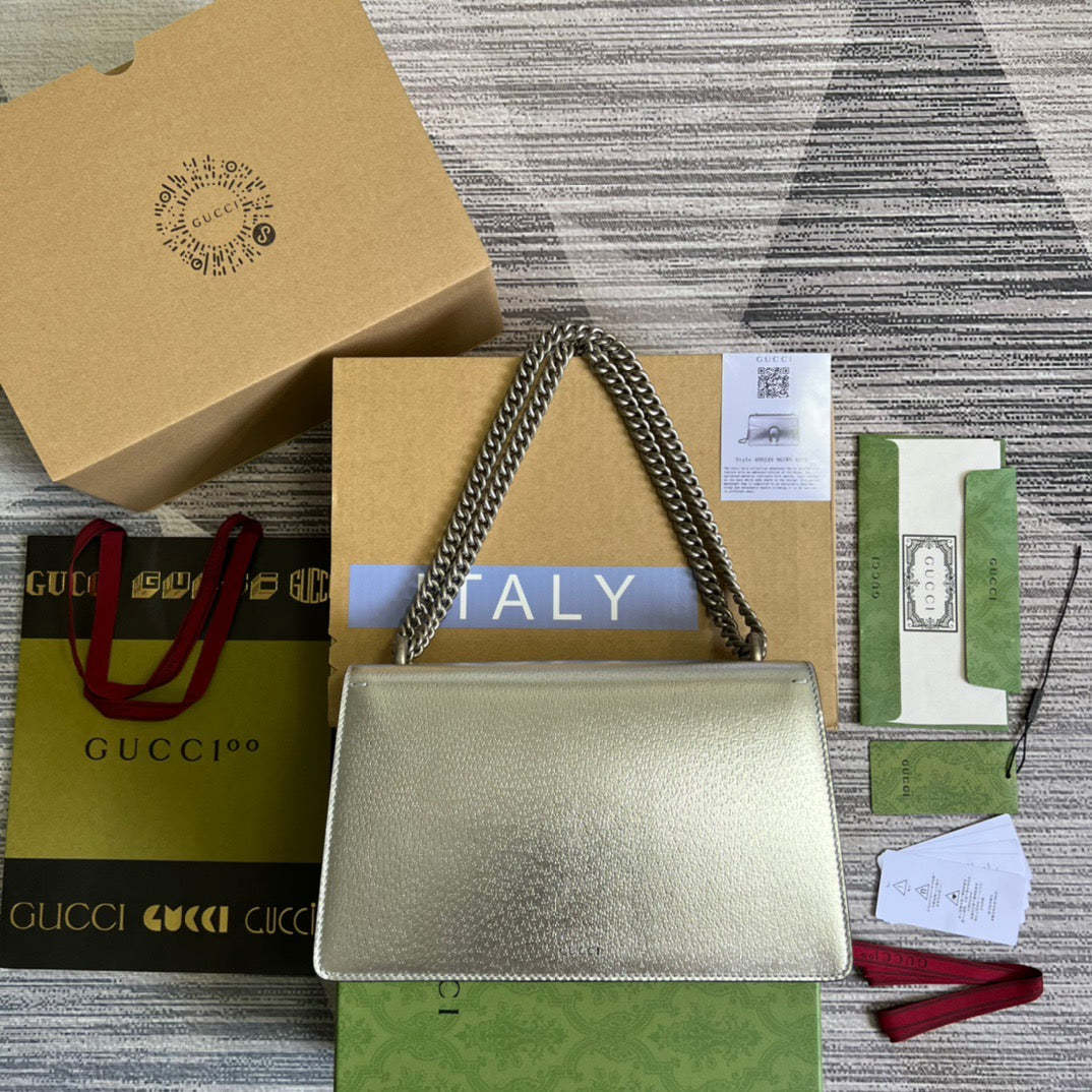 gg Dionysus Small Shoulder Bag Silver For Women, Women’s Bags 10in/26cm gg 499623 1TRBN 8173