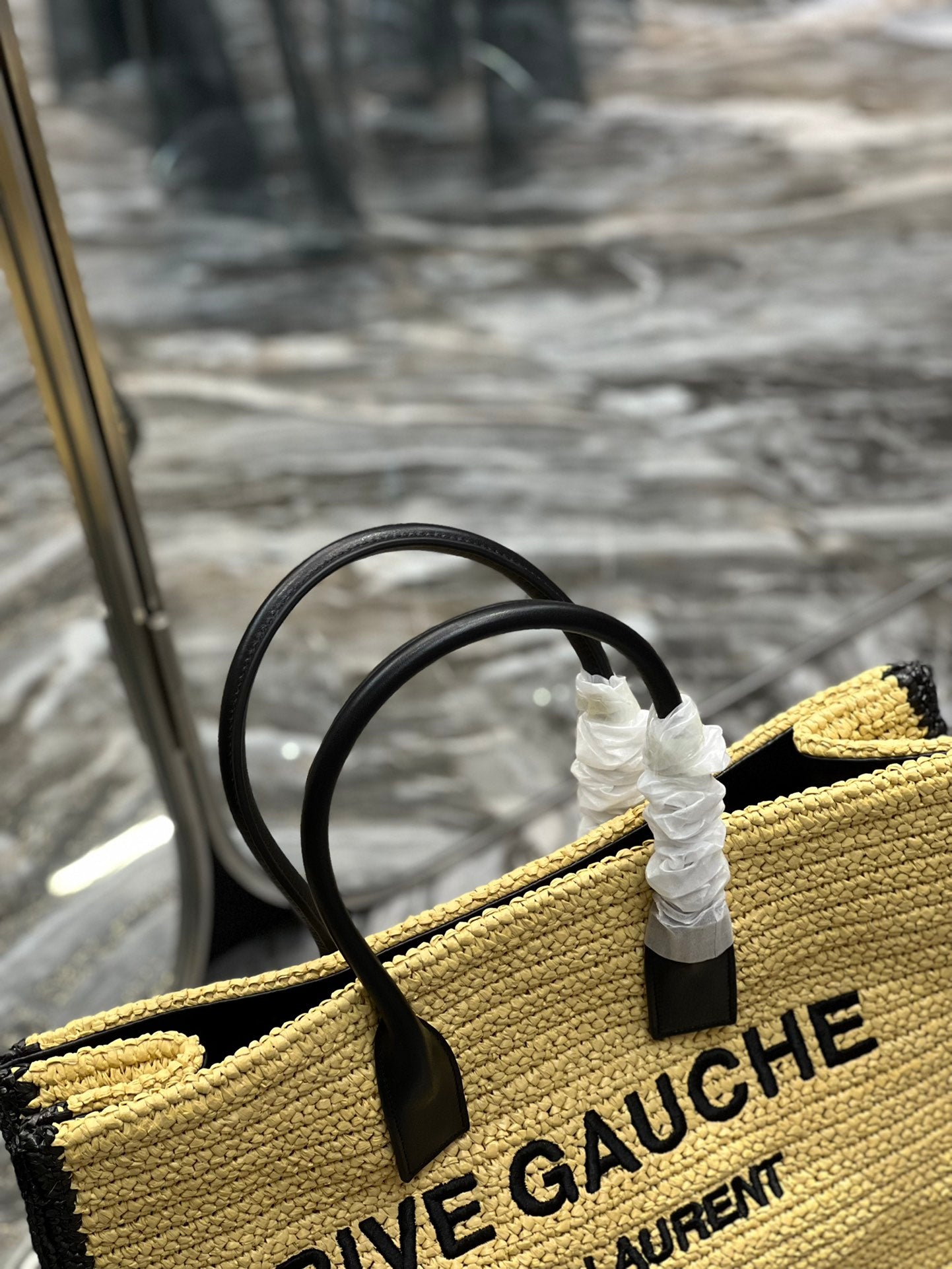 YSSL Rive Gauche Tote Bag In Raffia For Women 18.9in/48cm YSL 685742GAAAG2099