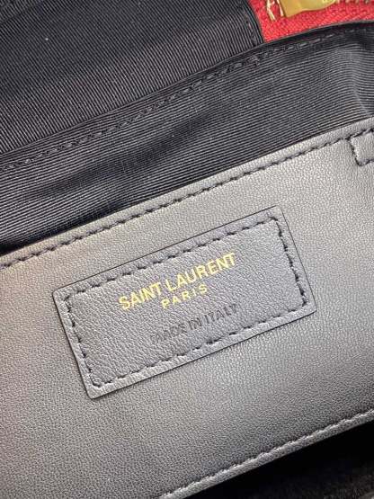 YSSL 80’s Vanity Bag In Carré-Quilted Grain De Poudre Red For Women 6.4in/16.5cm YSL 649779DME276805