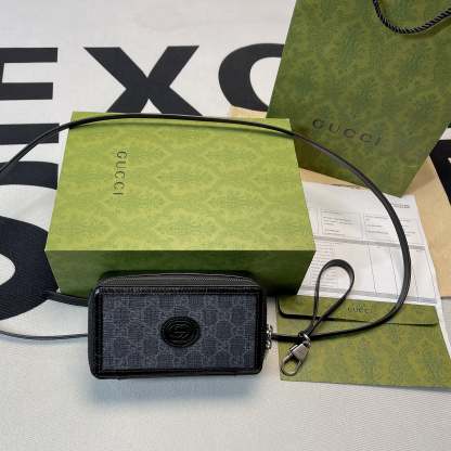 gg Mini Bag With Interlocking G Black gg Supreme Canvas For Women 9in/23cm gg