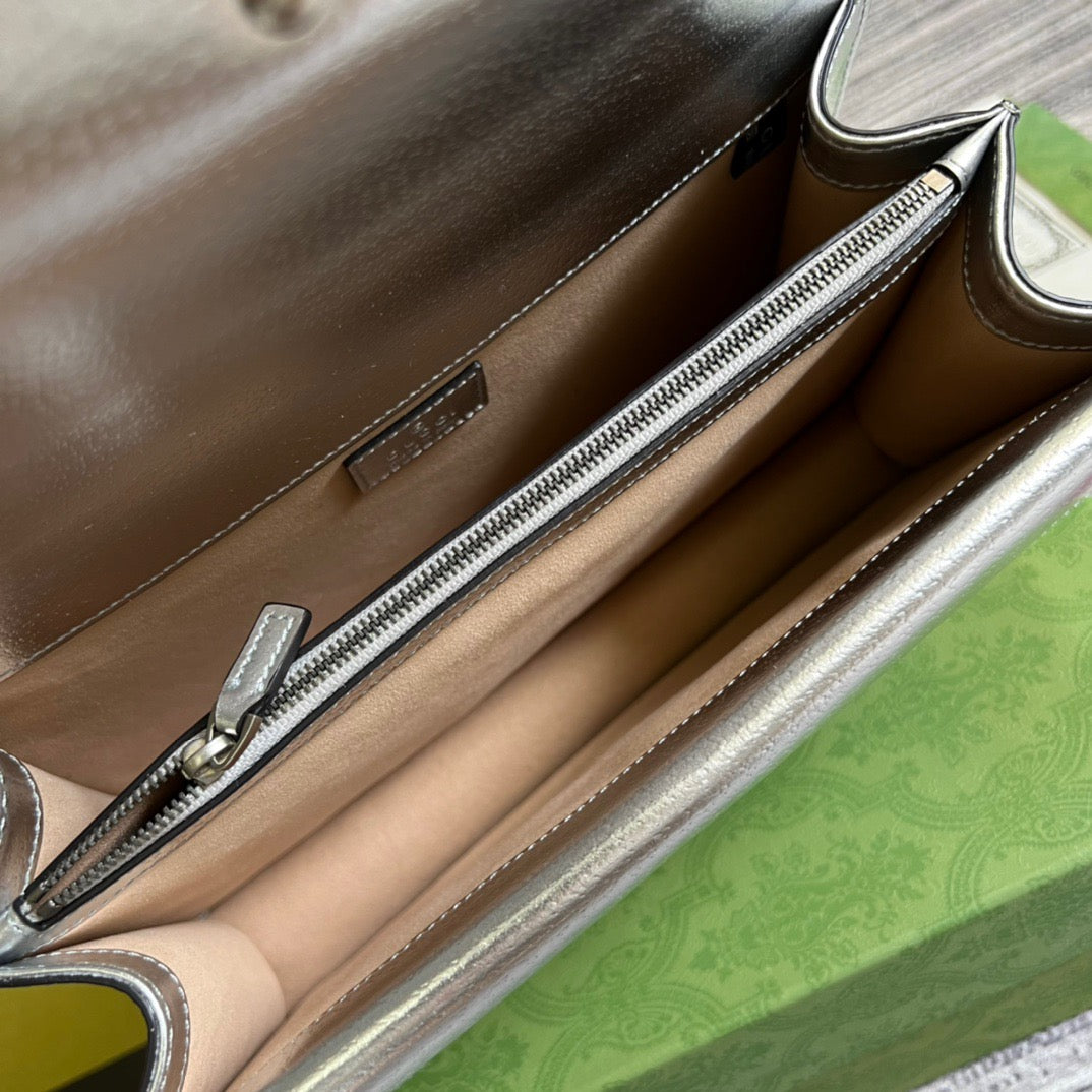 gg Dionysus Small Shoulder Bag Silver For Women, Women’s Bags 10in/26cm gg 499623 1TRBN 8173