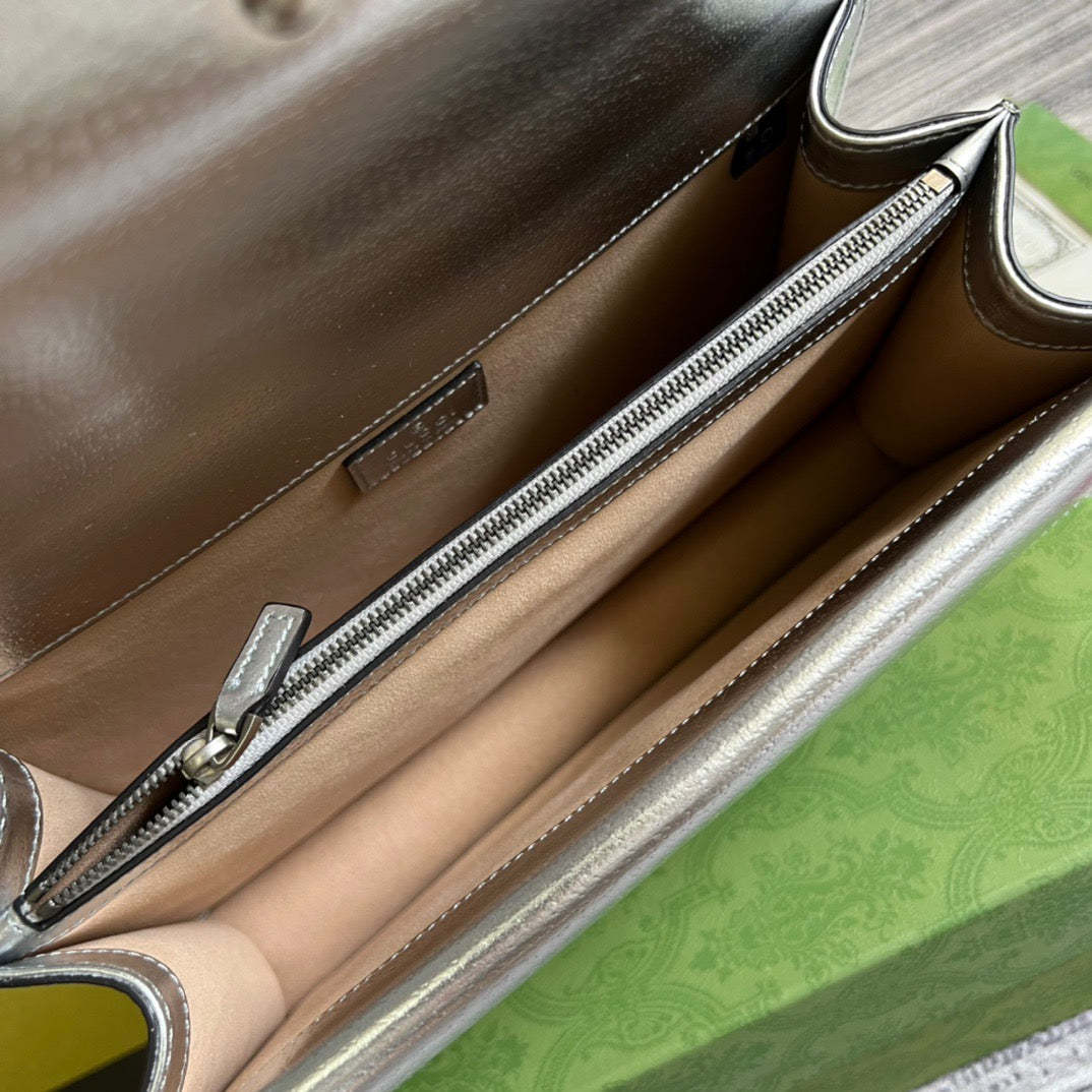 gg Dionysus Small Shoulder Bag Silver For Women, Women’s Bags 10in/26cm gg 499623 1TRBN 8173