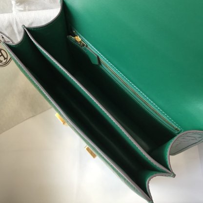 HM Constance 23 Pattern Crocodile Green For Women, Handbags, Shoulder Bag 9in/23cm