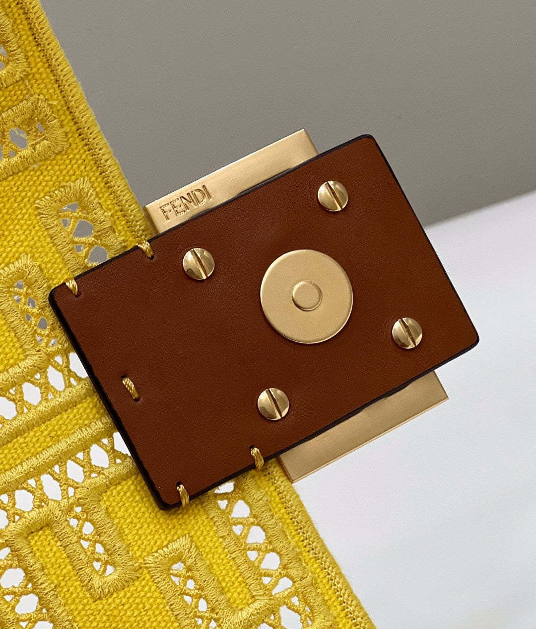 FI Baguette Yellow with Embroidery Medium Bag For Woman 28cm/11in