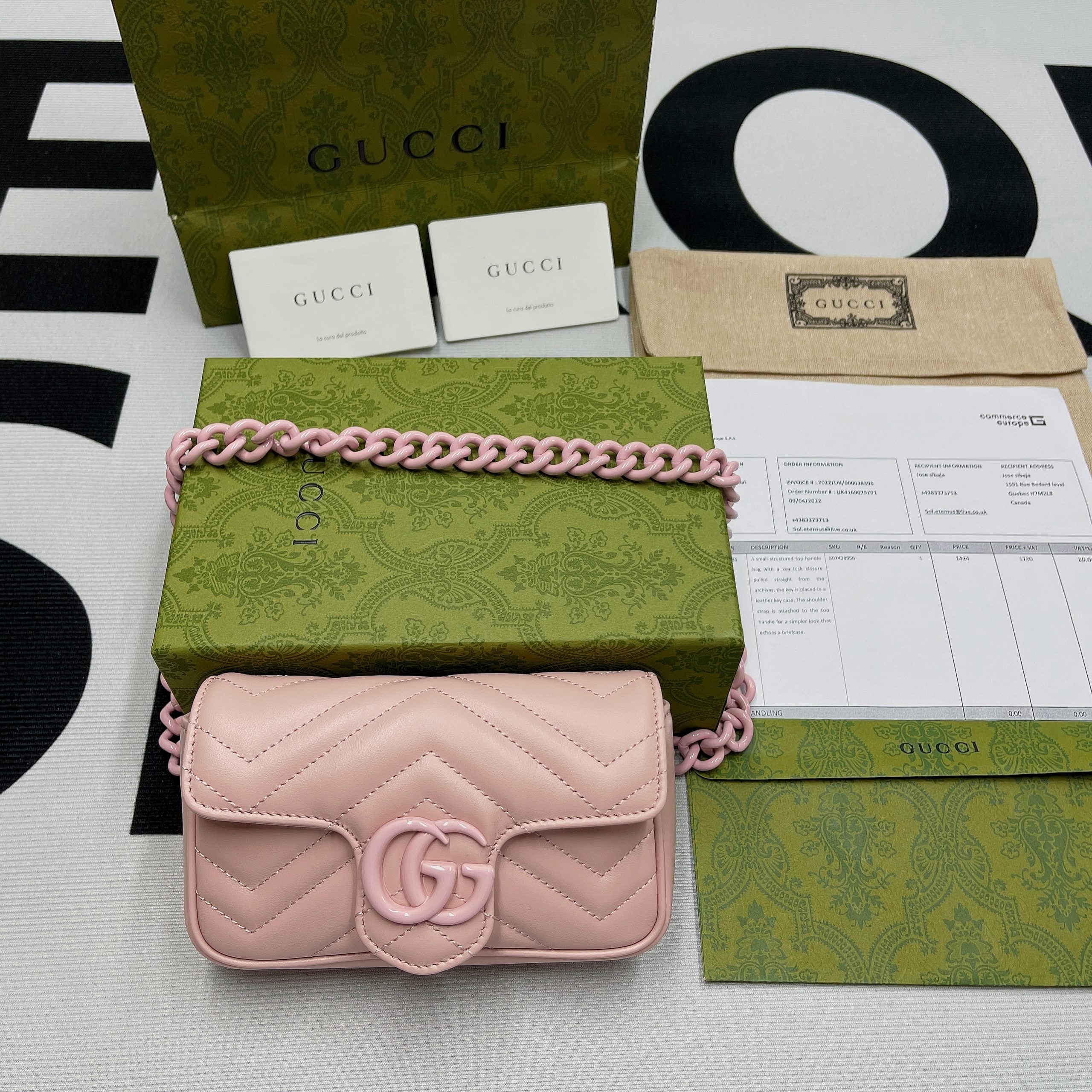 gg Marmont Super Mini Bag Pink For Women, Women’s Bags 6.2in/17cm gg