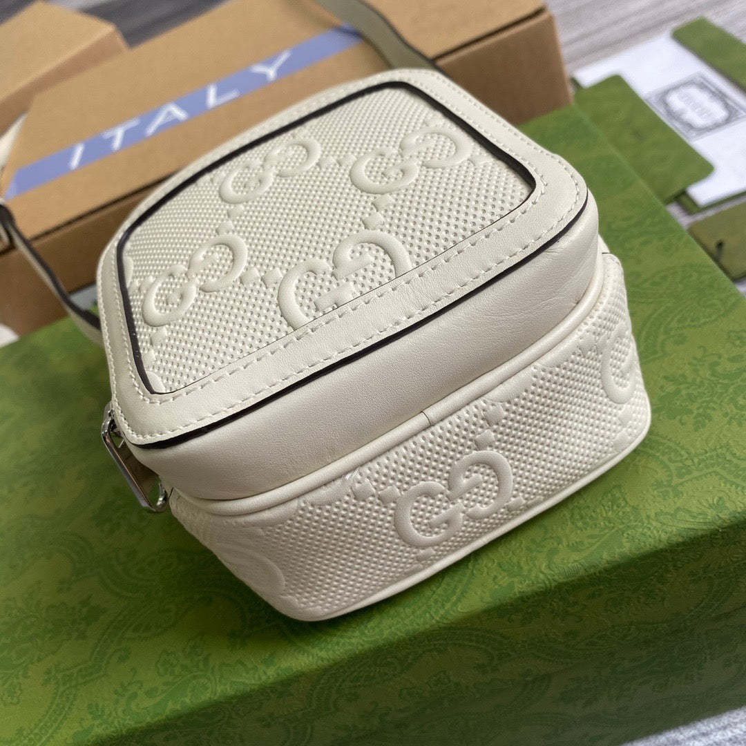 gg Embossed Mini Bag White gg Embossed For Men 6.7in/17cm gg 