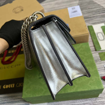 gg Dionysus Small Shoulder Bag Silver For Women, Women’s Bags 10in/26cm gg 499623 1TRBN 8173