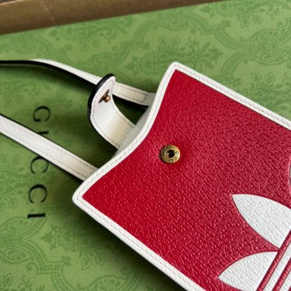 gg x Adidas Phone Case Red For Women, Women’s Bags 7.3in/18cm gg‎ ‎702203 UZ3BT 6484