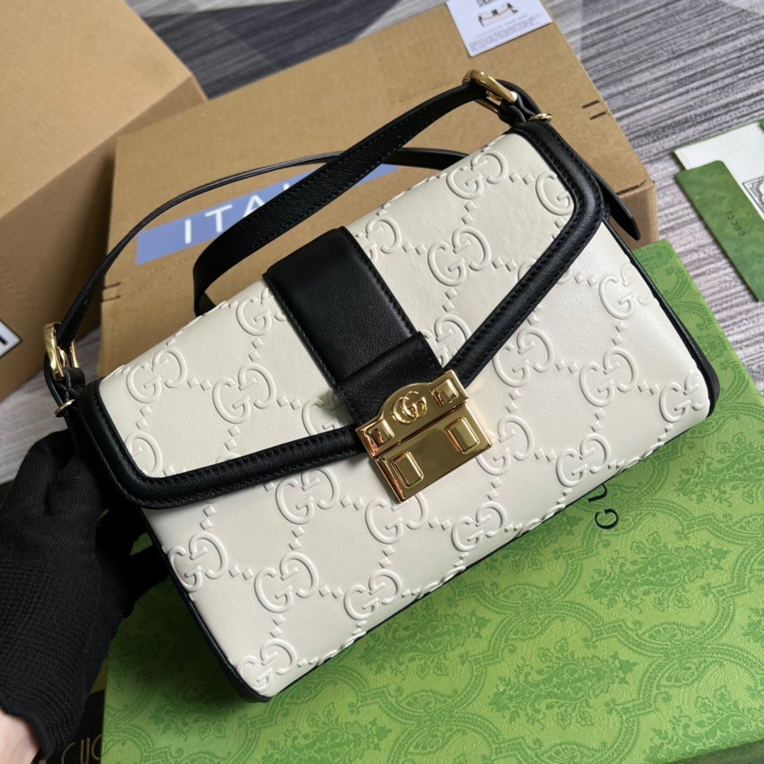 gg Small gg Top Handle Bag White For Women, Women’s Bags 17.7in/19cm gg ‎675791 UD9AX 9099