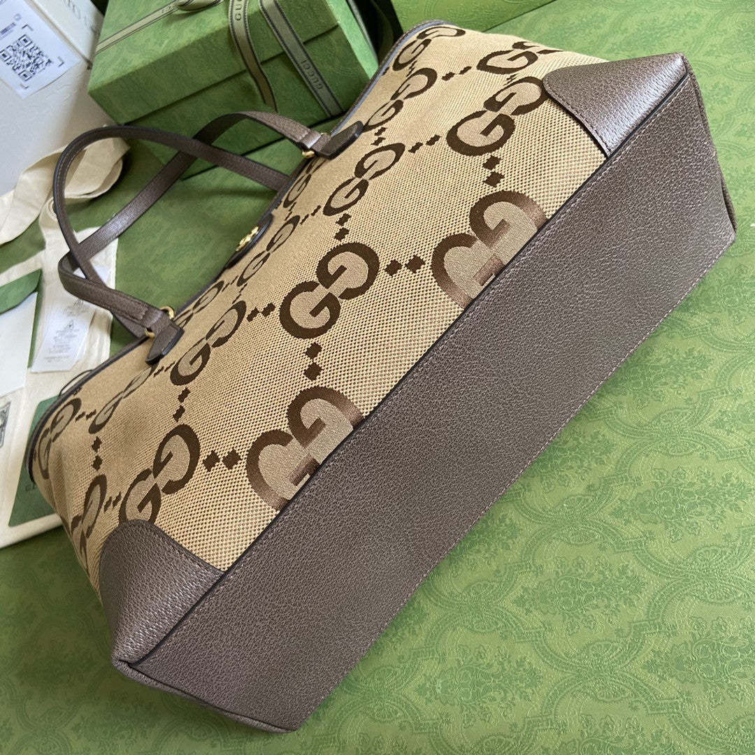 gg Ophidia Jumbo gg Medium Tote Camel And Ebony Jumbo Canvas For Women 15in/38cm gg