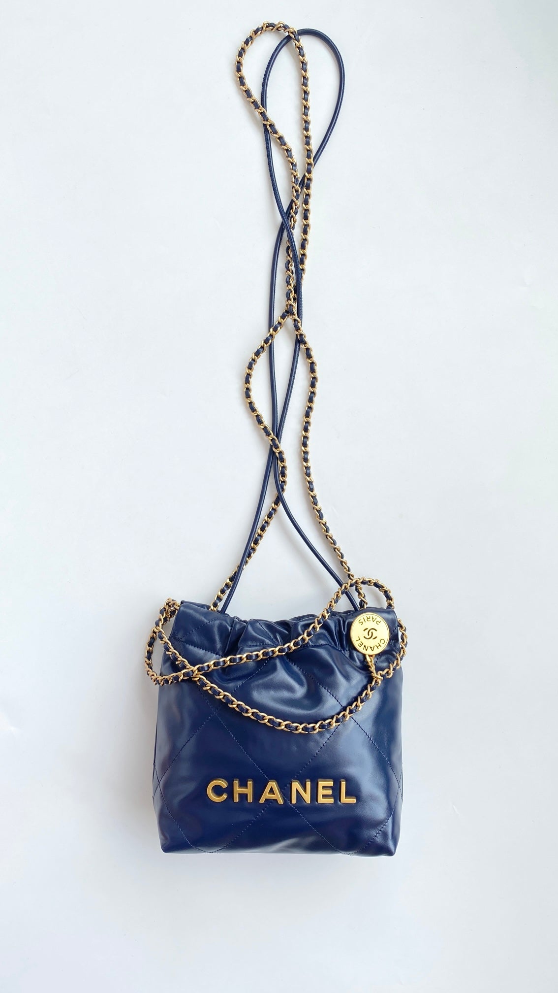 CHL 22 MINI BAG GOLD TONE NAVY BLUE 7.5IN/19CM
