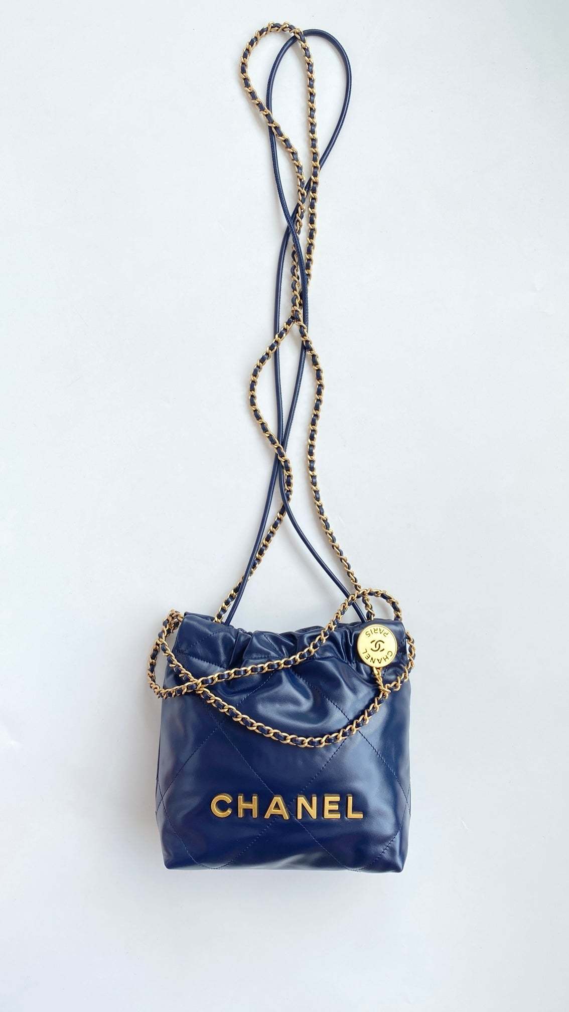 CHL 22 MINI BAG GOLD TONE NAVY BLUE 7.5IN/19CM