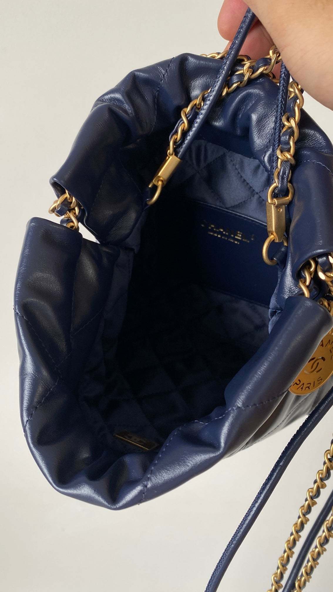 CHL 22 MINI BAG GOLD TONE NAVY BLUE 7.5IN/19CM