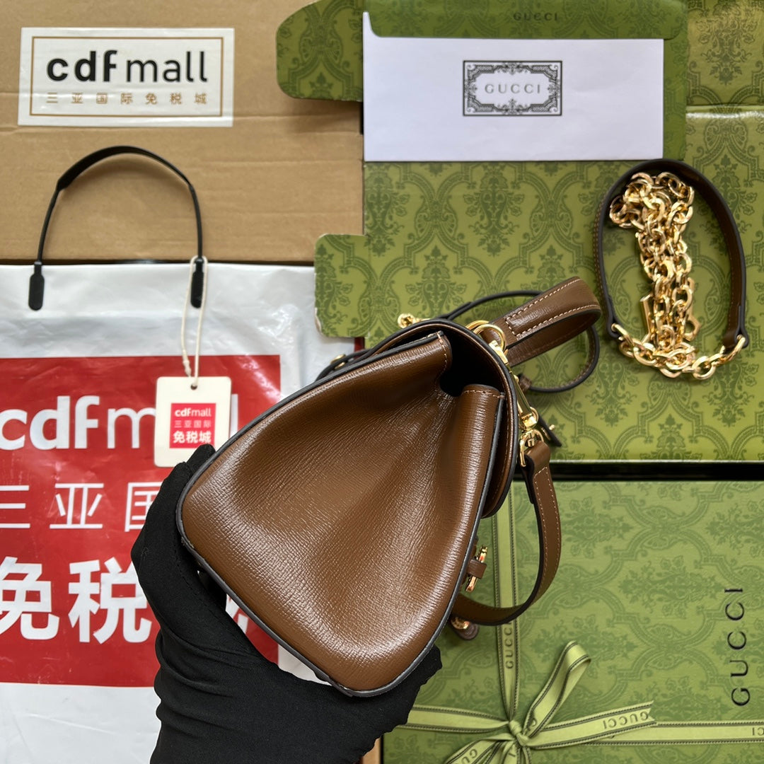 gg Ophidia gg Horsebit 1955 Mini Bag Light Brown And Beige For Women, Women’s Bags 8.6in/22cm gg 703848 9AAAJ 8563