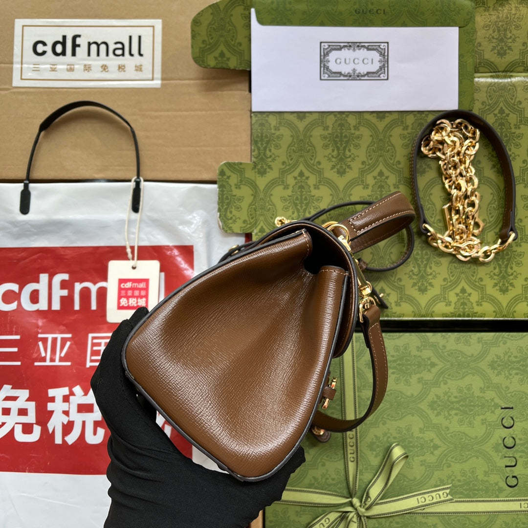 gg Ophidia gg Horsebit 1955 Mini Bag Light Brown And Beige For Women, Women’s Bags 8.6in/22cm gg 703848 9AAAJ 8563