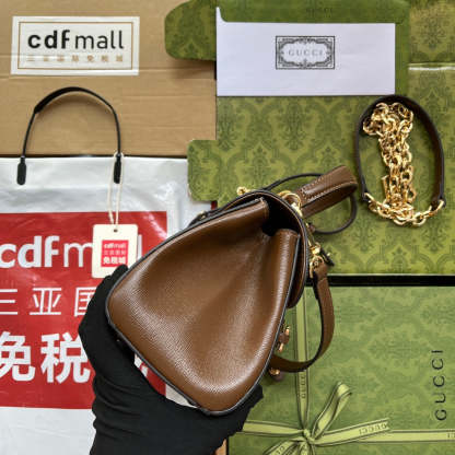 gg Ophidia gg Horsebit 1955 Mini Bag Light Brown And Beige For Women, Women’s Bags 8.6in/22cm gg 703848 9AAAJ 8563