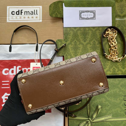 gg Ophidia gg Horsebit 1955 Mini Bag Light Brown And Beige For Women, Women’s Bags 8.6in/22cm gg 703848 9AAAJ 8563