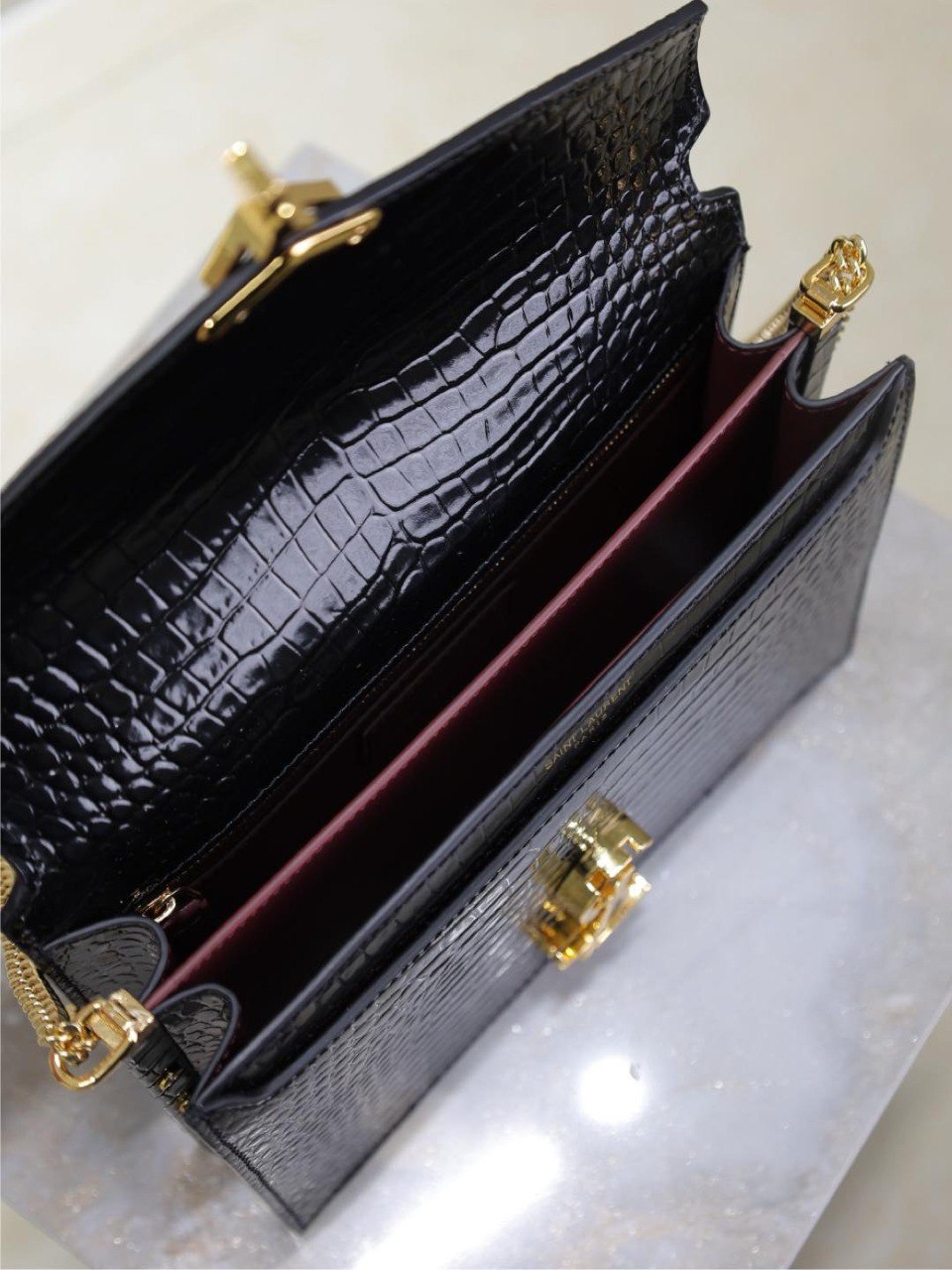 Ysl Hobo Bag Croc Embossed