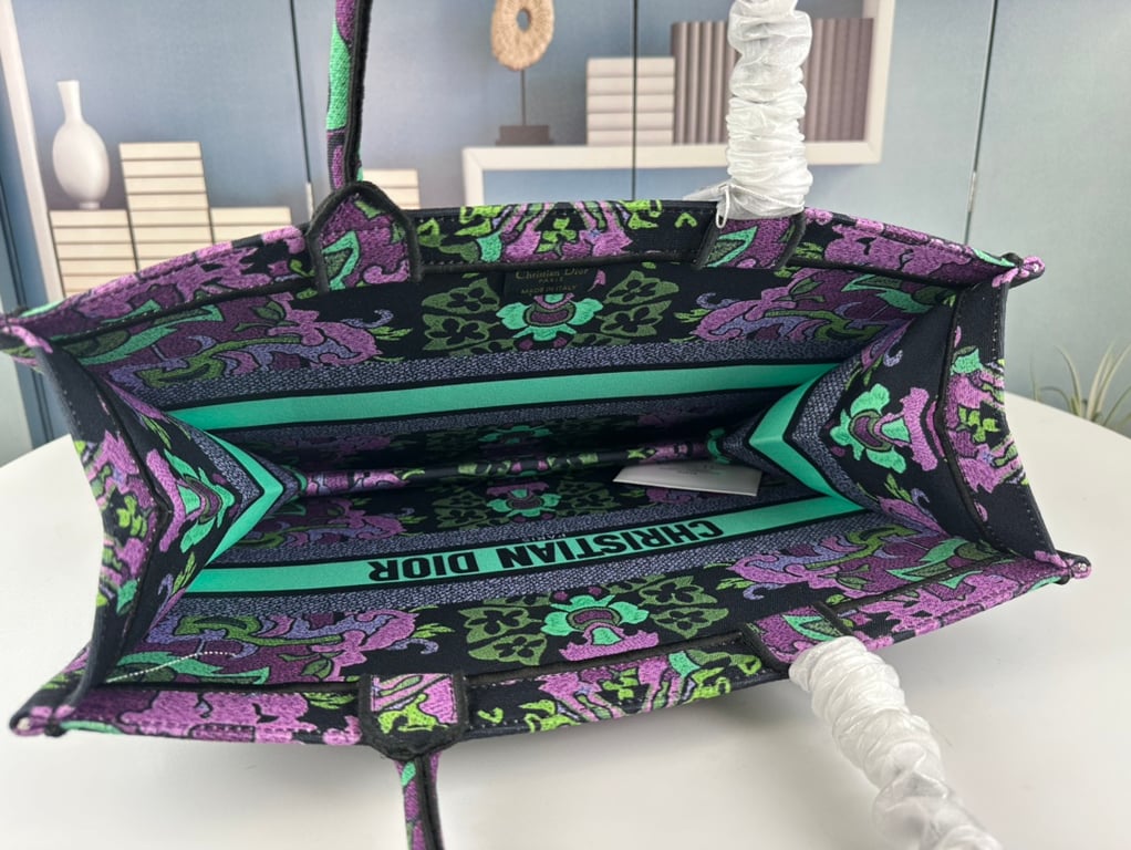 DIR 41CM BOOK TOTE MULTICOLOR DIR INDIAN PURPLE EMBROIDERY M1286ZESKM19E